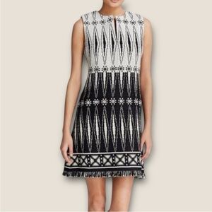 Tory Burch Black and White Patterned Mini Dress
